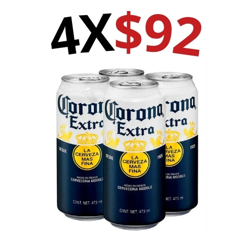 4 Cerveza Corona Extra Latón 473ml