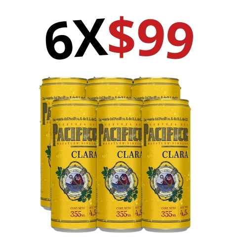 6 Cerveza Pacifico Lata 355ml